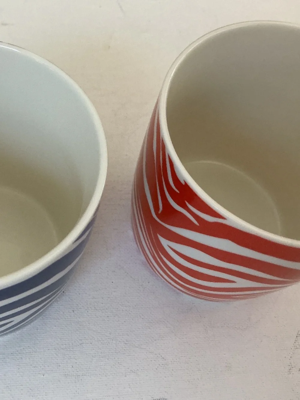 Set of 2 Zebra Print Mugs Orange & Navy Blue Home Dormitory Kitchen